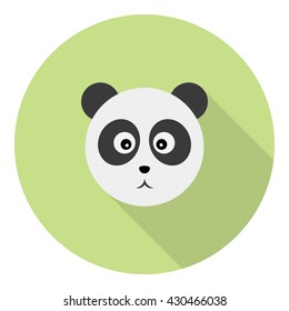 Panda Cute Animal Portrait Flat Style Design
