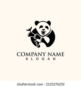 Panda cute bear logo animal mammals modern is funny vector icon design