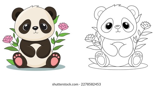 panda cute cartoon flat illustration