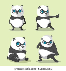 Panda Cute Character Collection Set Vector