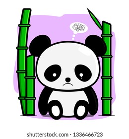 panda cute with confused expression illustration for kids t-shirt,children cover book,story book,comic and others