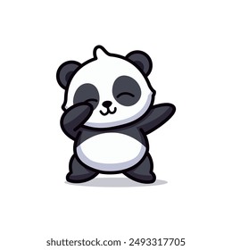 panda lindo dabbing pose dibujo animado personaje Ilustración vectorial diseño de Plantilla