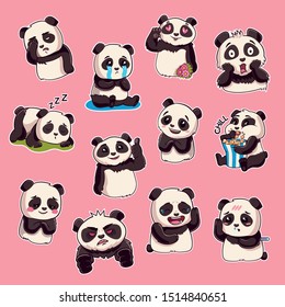 panda cute emotions sticker pack