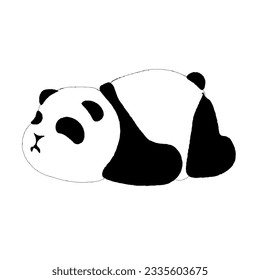 Panda cute fluffy panda in different poses.
Japanese traditional ink painting
 in the oriental style of sumi e, wu shin, go hua,
SSTK abstract,
vector illustration.