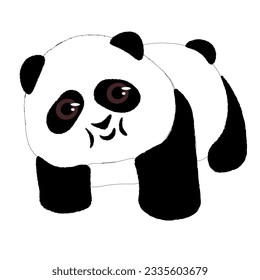 Panda cute fluffy panda in different poses.
Japanese traditional ink painting
 in the oriental style of sumi e, wu shin, go hua,
SSTK abstract,
vector illustration.