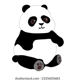 Panda cute fluffy panda in different poses.
Japanese traditional ink painting
 in the oriental style of sumi e, wu shin, go hua,
SSTK abstract,
vector illustration.