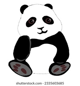 Panda cute fluffy panda in different poses.
Japanese traditional ink painting
 in the oriental style of sumi e, wu shin, go hua,
SSTK abstract,
vector illustration.