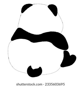 Panda cute fluffy panda in different poses.
Japanese traditional ink painting
 in the oriental style of sumi e, wu shin, go hua,
SSTK abstract,
vector illustration.