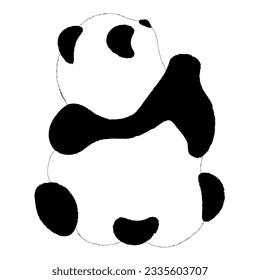 Panda cute fluffy panda in different poses.
Japanese traditional ink painting
 in the oriental style of sumi e, wu shin, go hua,
SSTK abstract,
vector illustration.