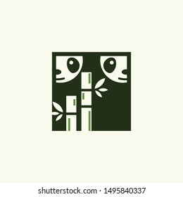 Panda Cute Frame Landscaping Vector Logo