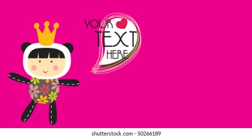 Panda cute girl with text 3