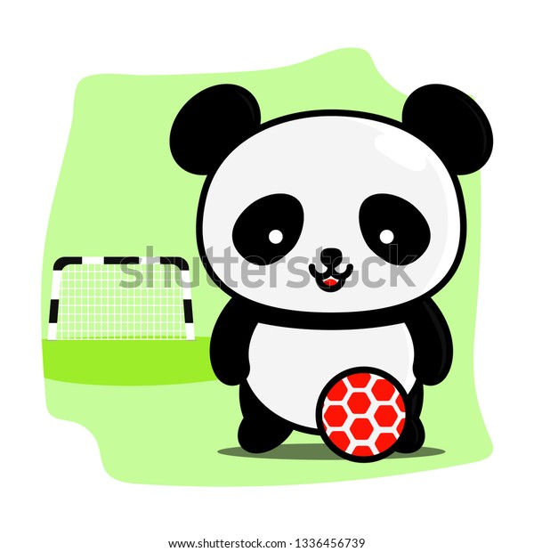 panda cute are also hobbies playing soccer\
illustration for kids t-shirt,story book,children cover book,comic\
and others