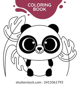 panda lindo esquema de dibujo adecuado para libros de colorido para niños hoja de actividad de educación preescolar en blanco y negro vector aislado
