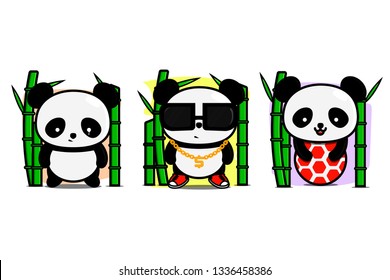 panda cute pack illustration for kids t-shirt,story book,children cover book,comic and others