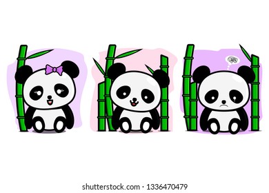 panda cute pack illustration for kids t-shirt,story book,children cover book,wallpaper,comic and others