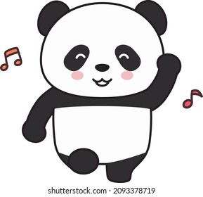 Panda dancing happily. Vector illustration isolated on a white background.