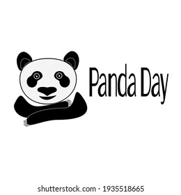 Panda day, cute black and white bear in cartoon style for postcard or banner design vector illustration