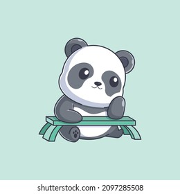 Panda is daydreaming at the table