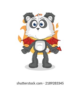 the panda demon with wings character. cartoon mascot vector