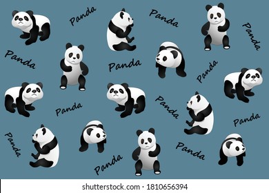 Panda design allover for textile pabric