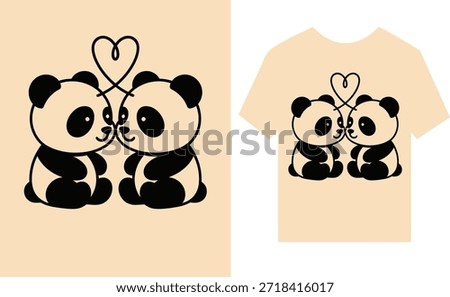 Panda design on tshirt and square background