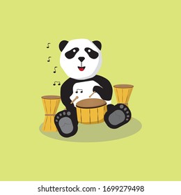 Panda design playing drum instruments.