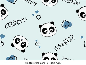 panda design vector hand drawn japan korean heart chine
