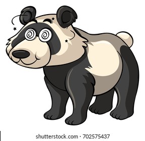 Panda with dizzy eyes illustration