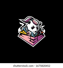 panda dj music logo icon vector