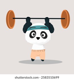 Panda do weighlifting illustration vector