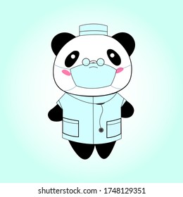Panda doctor on a turquoise background