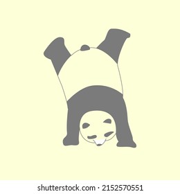 Panda doing a handstand while peeing to mark its territory - Vector