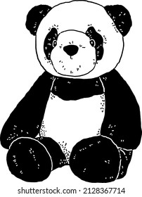 Panda Doll Baby Animal Soft Toy Hand Drawn Line Art Illustration