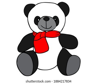 panda doll vector illustration,isolated on white background,animals top view