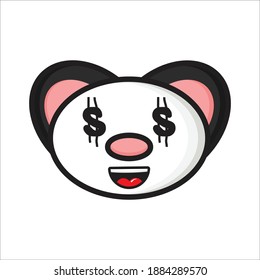 panda with dollar eye, cute panda mascot