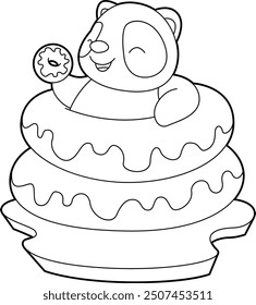 Ilustración de arte gráfico de Vector animal de donuts de panda