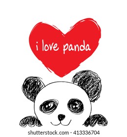 Panda doodle with lettering " i love you".