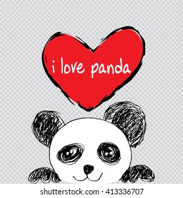 Panda doodle with lettering " i love you".