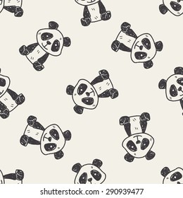 panda doodle seamless pattern background