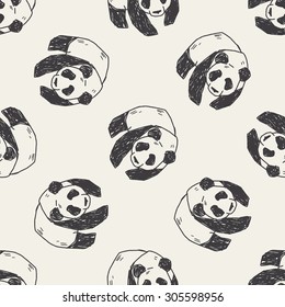 panda doodle seamless pattern background