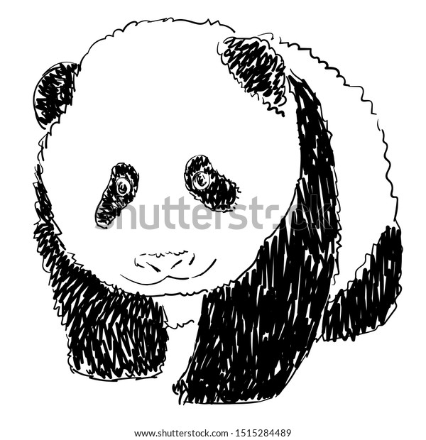 Panda Drawing Black White Hand Drawing Stock Vector Royalty Free