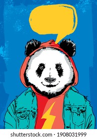 Panda dressed like an urban human, vector illustration