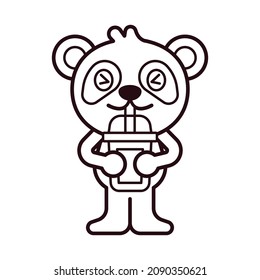Panda Drink Bubble Tea Coloring Page