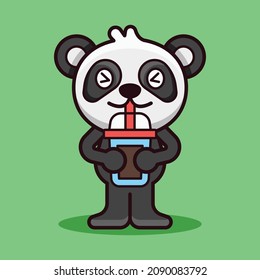 Panda Drink Bubble Tea Illustration