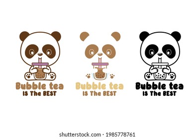 Panda drink bubble Tea  Pearl milk tea  Yummy drinks  Taiwan tea  Vector Illustration 
