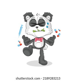 the panda drug overdose. cartoon illustration