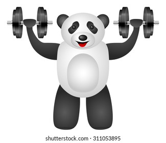 panda dumbbell on a white background. Vector illustration.