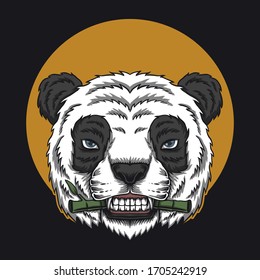 Panda eat bamboo head vector illustration for your company or brand