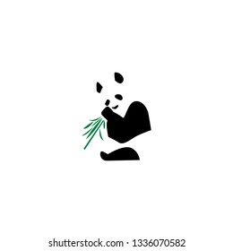 panda eat bamboo leaf logo vector