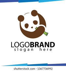 Panda eat bamboo logo template